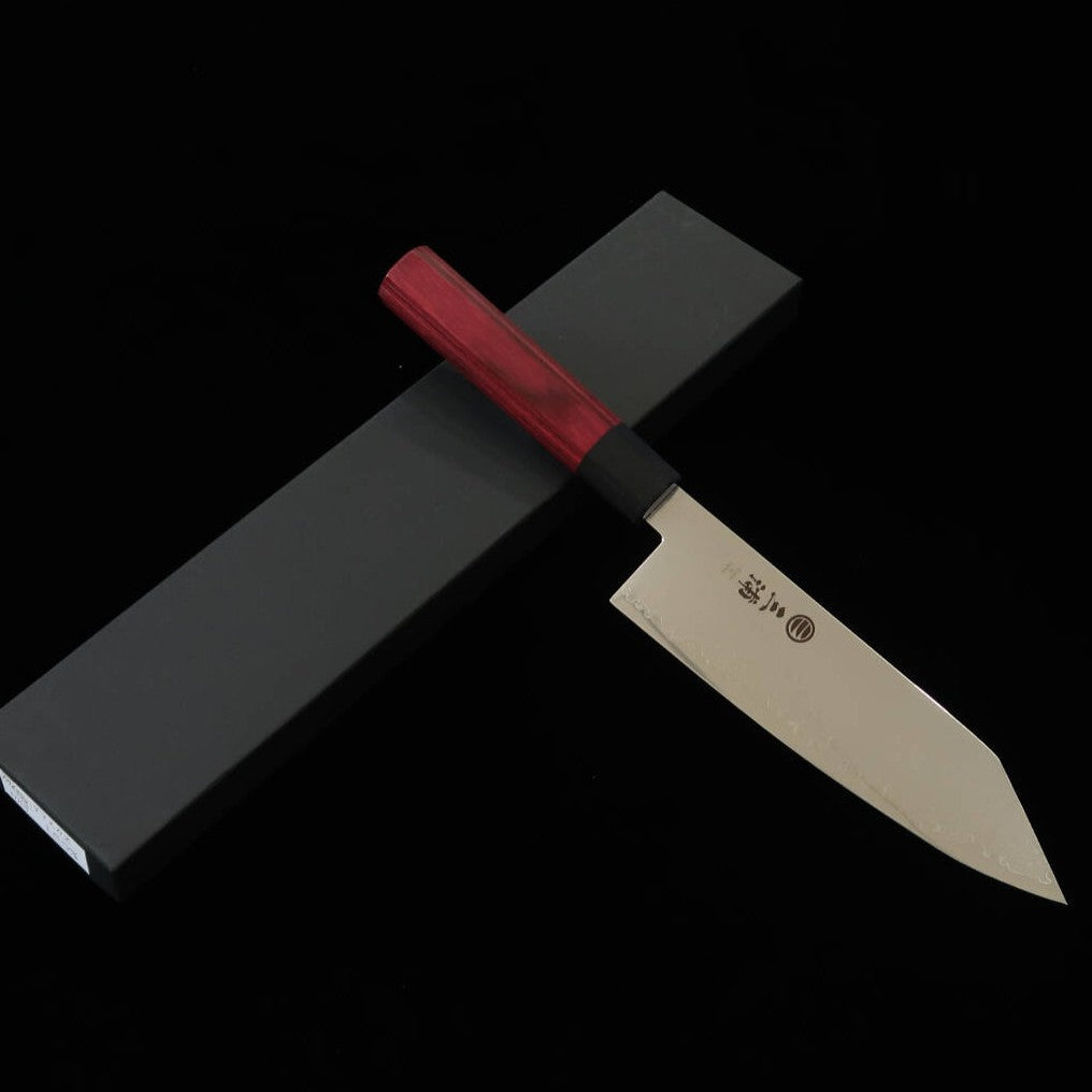 Kirituke Santoku MIURA 33 Camadas Damasco Cabo Octogonal Vermelho (180mm)