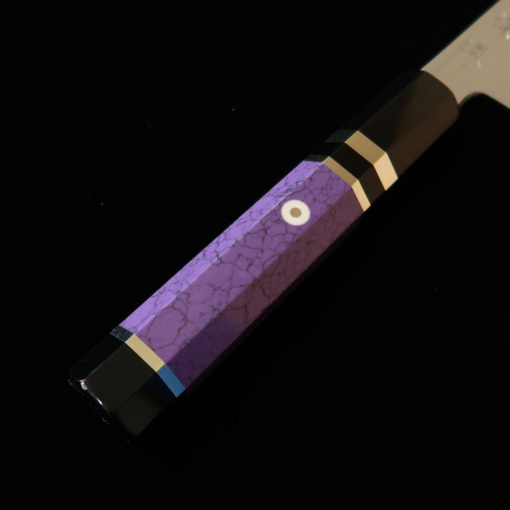 Miura Obidama Gyuto Simple Tranchant Shirogami No.2 Bokashi, Manche Custom - Violet (210/240 mm)