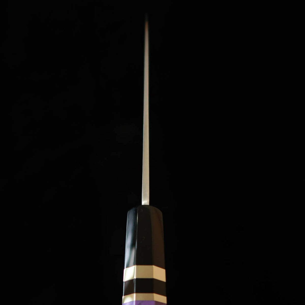 MIURA Obidama gyuto de fio único, aço ao carbono Shirogami #2, acabamento bokashi, cabo customizado – roxo (210/240 mm)