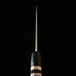 MIURA Obidama gyuto de fio único, aço ao carbono Shirogami #2, acabamento bokashi, cabo customizado – roxo (210/240 mm)