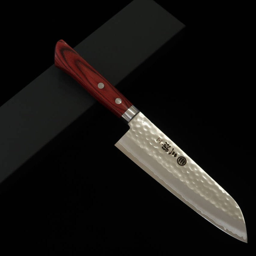 Miura Santoku VG-1 Hammered Red Handle (165mm)