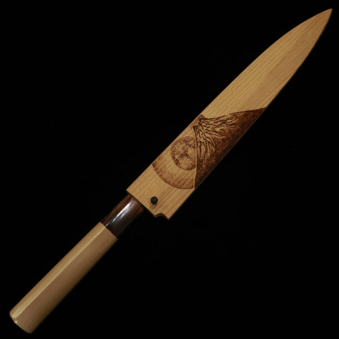 SUISIN cuchillo yanagiba Shirogami nº 2 con funda de magnolia -Monte Fuji- (240 mm)