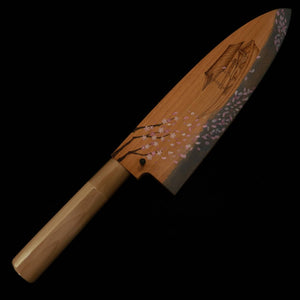 SUISIN Deba Acier Yasugi Fourreau en magnolia -Bateau de printemps- (210 mm)