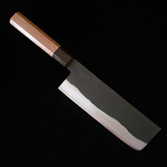 MIURA Nakiri, Aogami No.1, Kurouchi finish with Octagonal Walnut Handle (165mm)