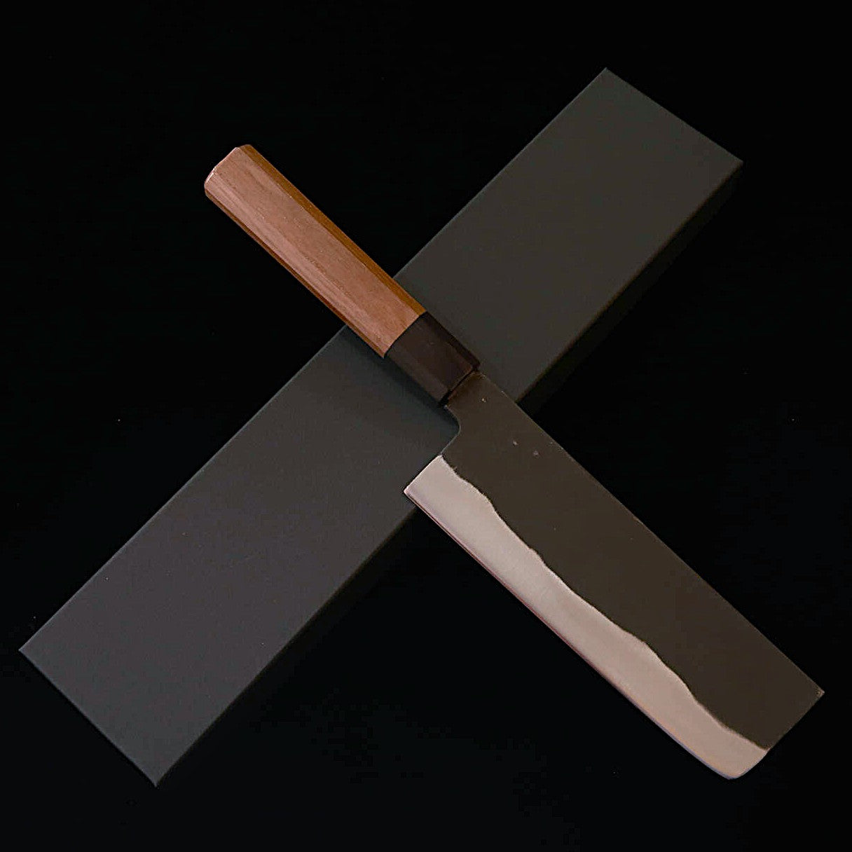 MIURA Nakiri, Aogami No.1, Kurouchi finish with Octagonal Walnut Handle (165mm)