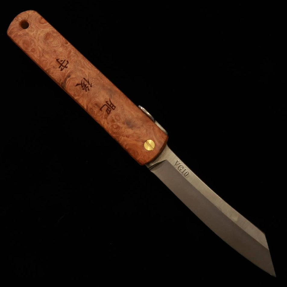 KANEKOMA Nagao Kanekoma [série Woody] Higonokami VG10 inox laminado cabo de burl de karin (70 mm)