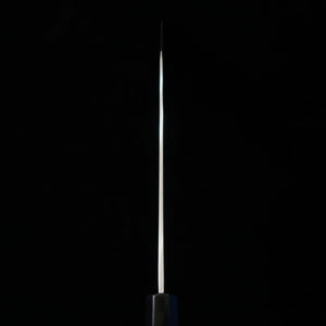【Chef Hiro × Miura】Miura Kai, édition spéciale « Hiro », couteau Gyuto kiritsuke à large lame, acier Silver #3, finition brume, manche octogonal en ébène, collet en corne de buffle noire cerclé d’argent, 8 sun (240 mm)