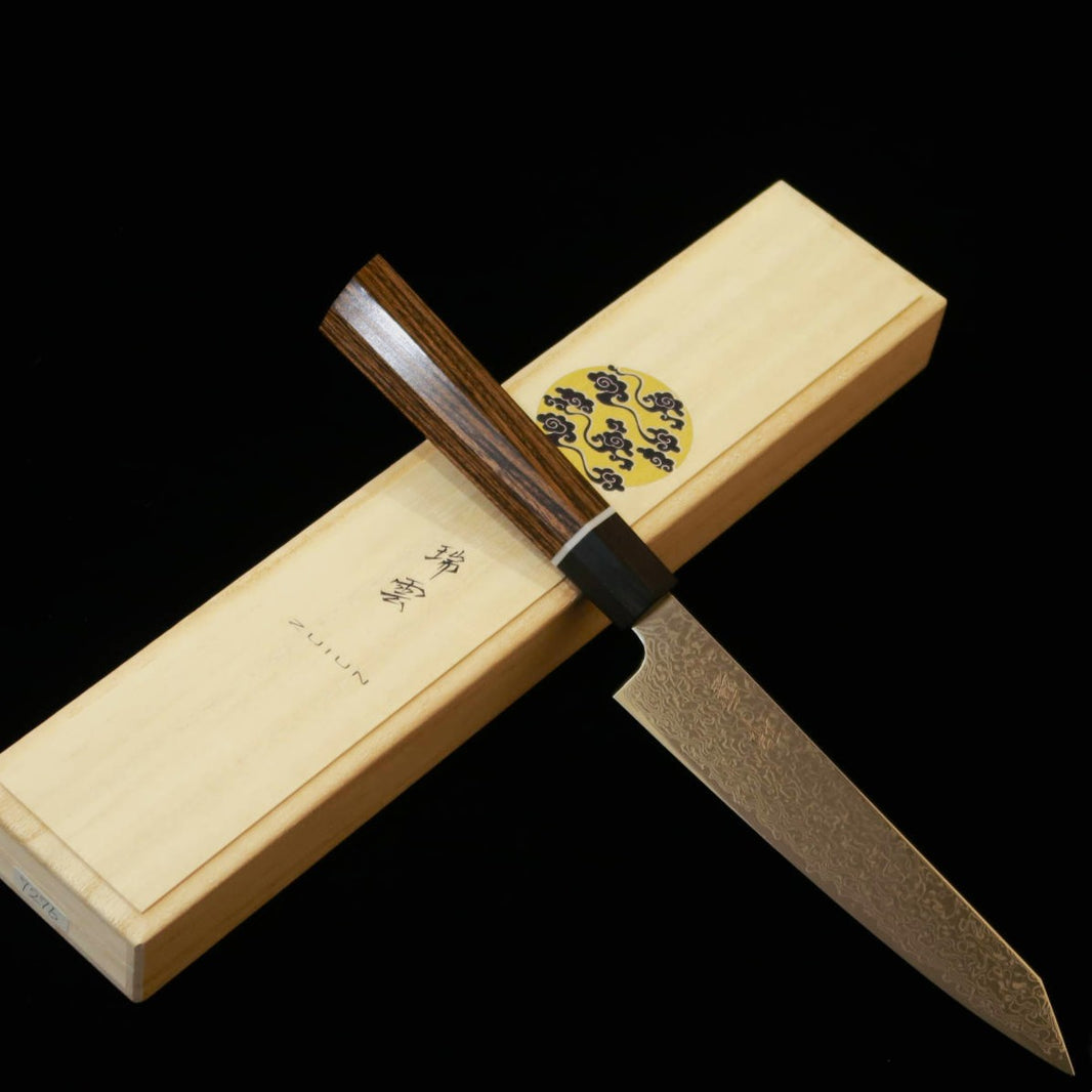 SEKIKANETSUGU SekiKanetsugu ZUIUN Zuiun Petty SG2 Damasco cabo reforçado laminado em sete faces (150 mm)
