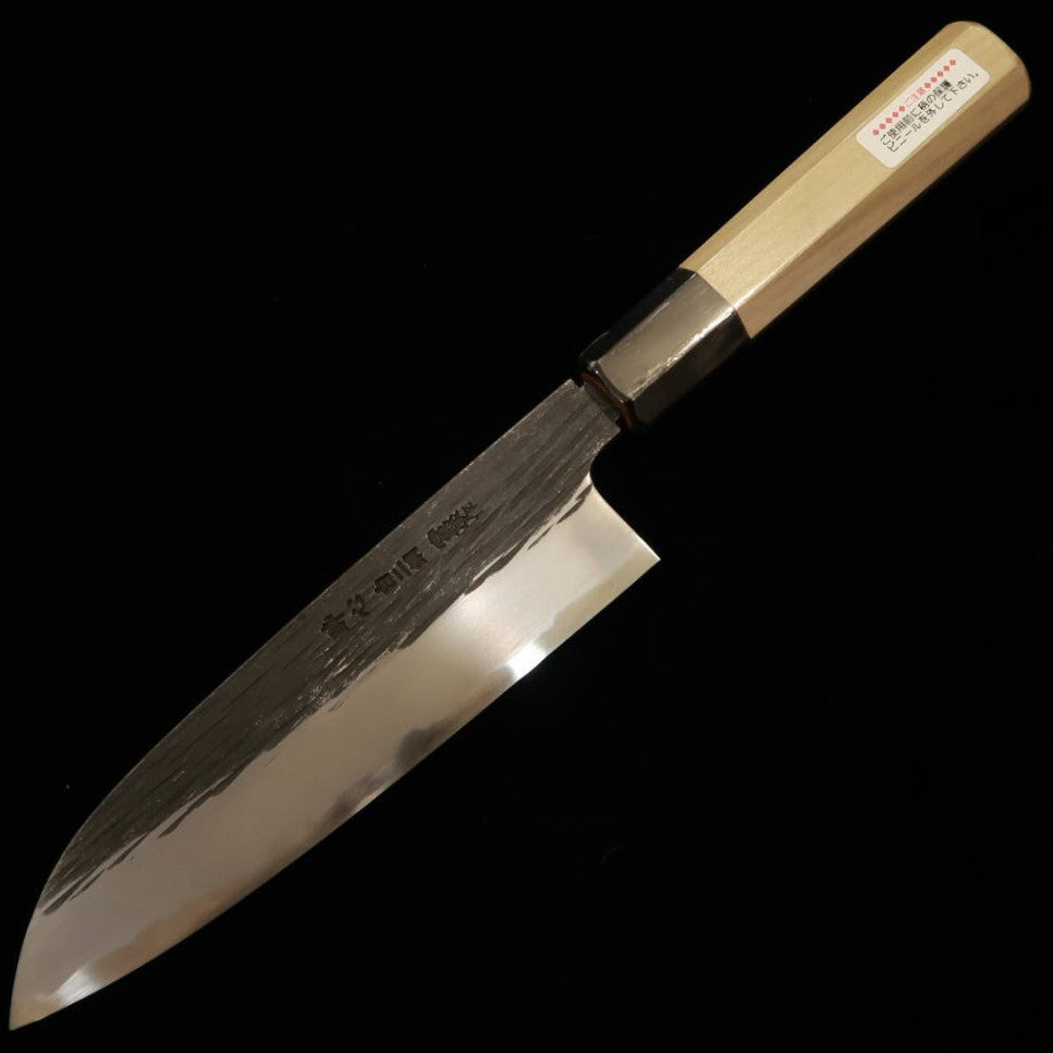Suishin par Kenji Togashi, forge noire, acier Shirogami No.2, Santoku (180mm)