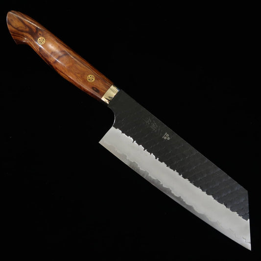 二唐刃物鍛錬所NIGARA  切付菜切 SG2 黒打 槌目 アイアンウッドハンドル（180mm）