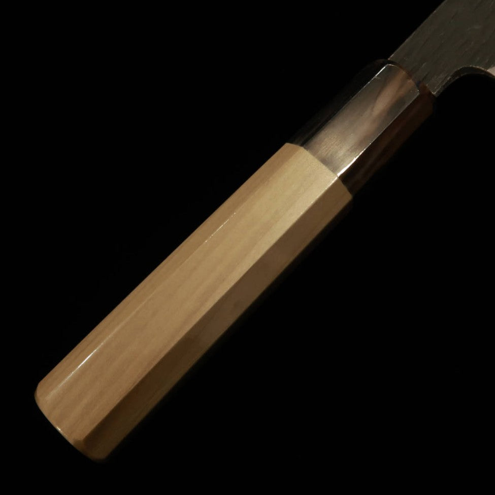 Suishin par Kenji Togashi, forge noire, acier Shirogami No.2, Santoku (180mm)