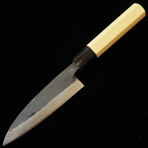 MIURA Double-Bevel Sabaki, White Steel No. 2 Kurouchi with Magnolia Octagonal Handle (145mm)