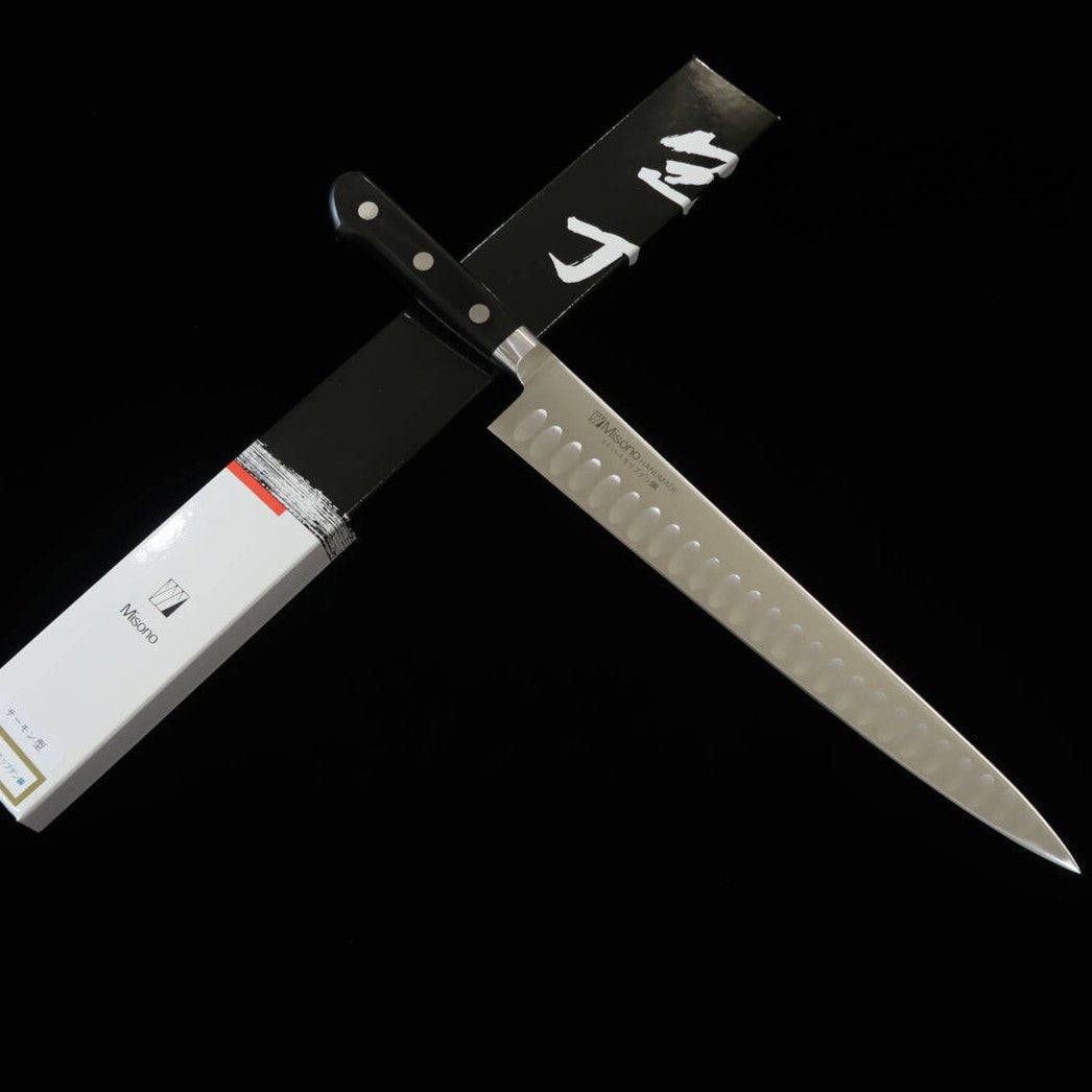 MISONO Molybdenum Steel Sujihiki Salmon Shape Plywood Handle (240/270mm)