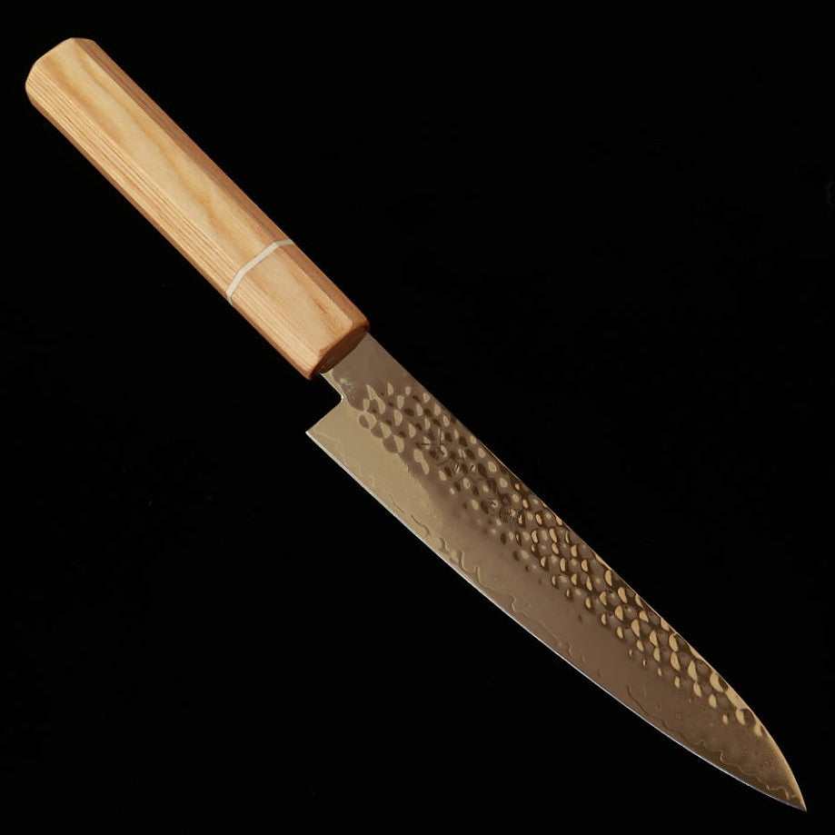 V.ROAD Nōshū Masatsune Petty VG10, martelada, Damasco de 33 camadas, cabo laminado reforçado branco×branco (150 mm)