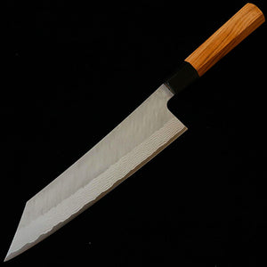 Cuchillo gyuto estilo kiritsuke NIGARA VG10 damasco martillado, mango de teca (240 mm)