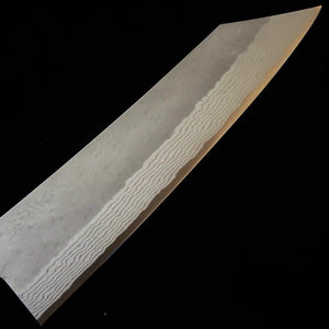 Cuchillo gyuto estilo kiritsuke NIGARA VG10 damasco martillado, mango de teca (240 mm)