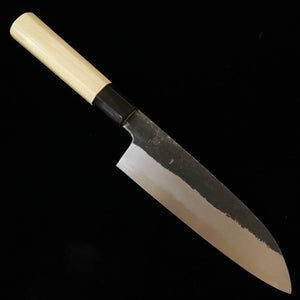 Sakai Kikumori Kikuzuki Black Santoku Shirogami No.2 Magnolia Octagonal Handle (180mm)