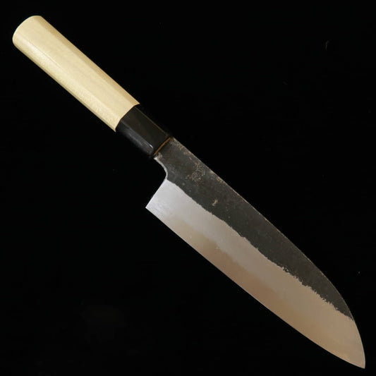 堺菊守SAKAIKIKUMORI 黒 三徳 白紙二号 朴八角柄（180mm）
