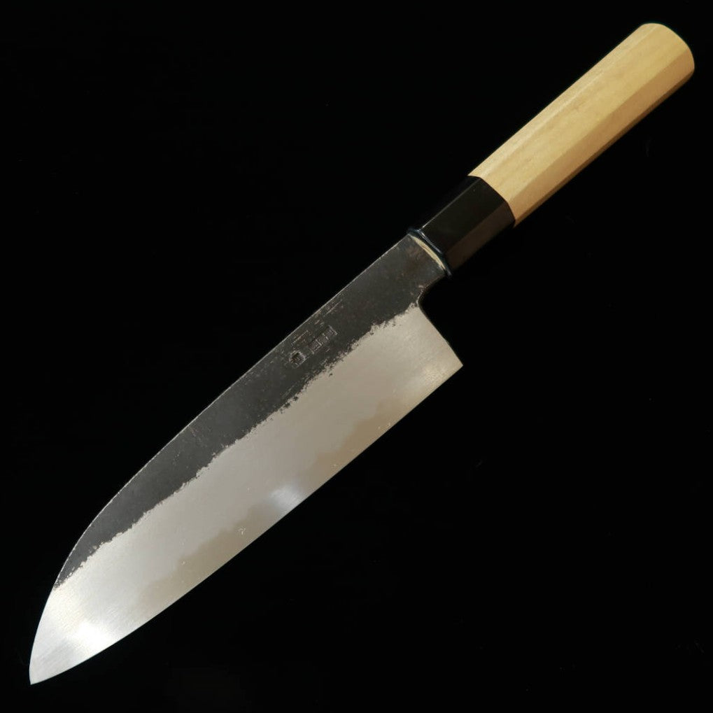 SAKAIKIKUMORI – Kikutsuki Noir, Santoku Shirogami n°2, manche octogonal en magnolia (180 mm)