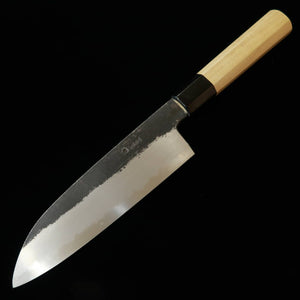 SAKAIKIKUMORI – Kikutsuki Noir, Santoku Shirogami n°2, manche octogonal en magnolia (180 mm)