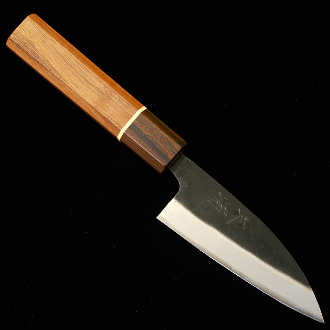 MIURA Miura, pequeño cuchillo multiuso, acero Shirogami nº 2, acabado negro forjado, mango SGW octogonal (105 mm)