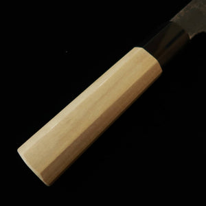 SAKAIKIKUMORI – Kikutsuki Noir, Santoku Shirogami n°2, manche octogonal en magnolia (180 mm)