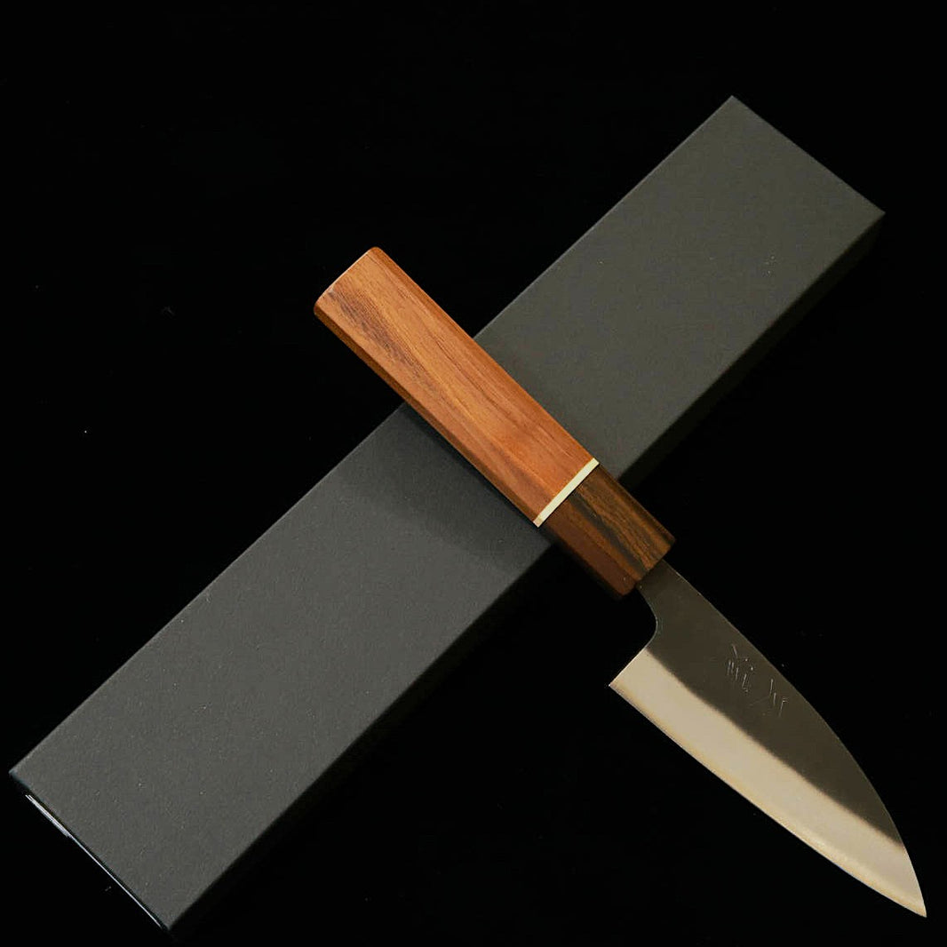 MIURA Miura, pequeño cuchillo multiuso, acero Shirogami nº 2, acabado negro forjado, mango SGW octogonal (105 mm)