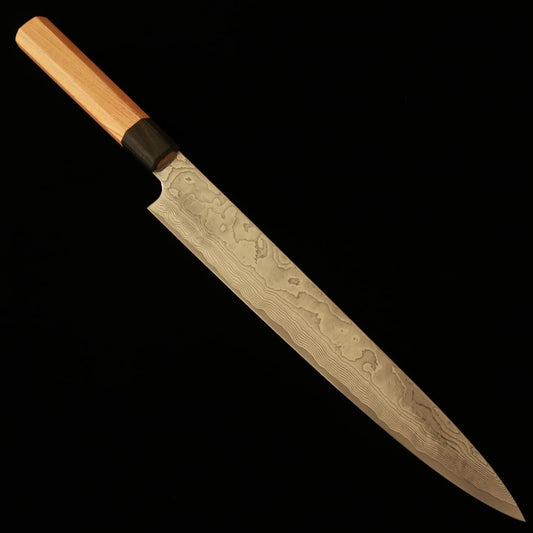Yuta Katayama VG10 Damas nickel Finition patinée Sujihiki Manche octogonal en orme (240/270 mm)