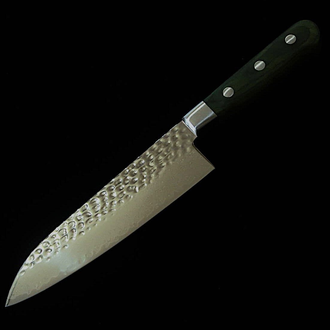 ISHIDUCHI – Santoku, Acier VG10, Damas martelé 67 couches, Manche vert (180 mm)