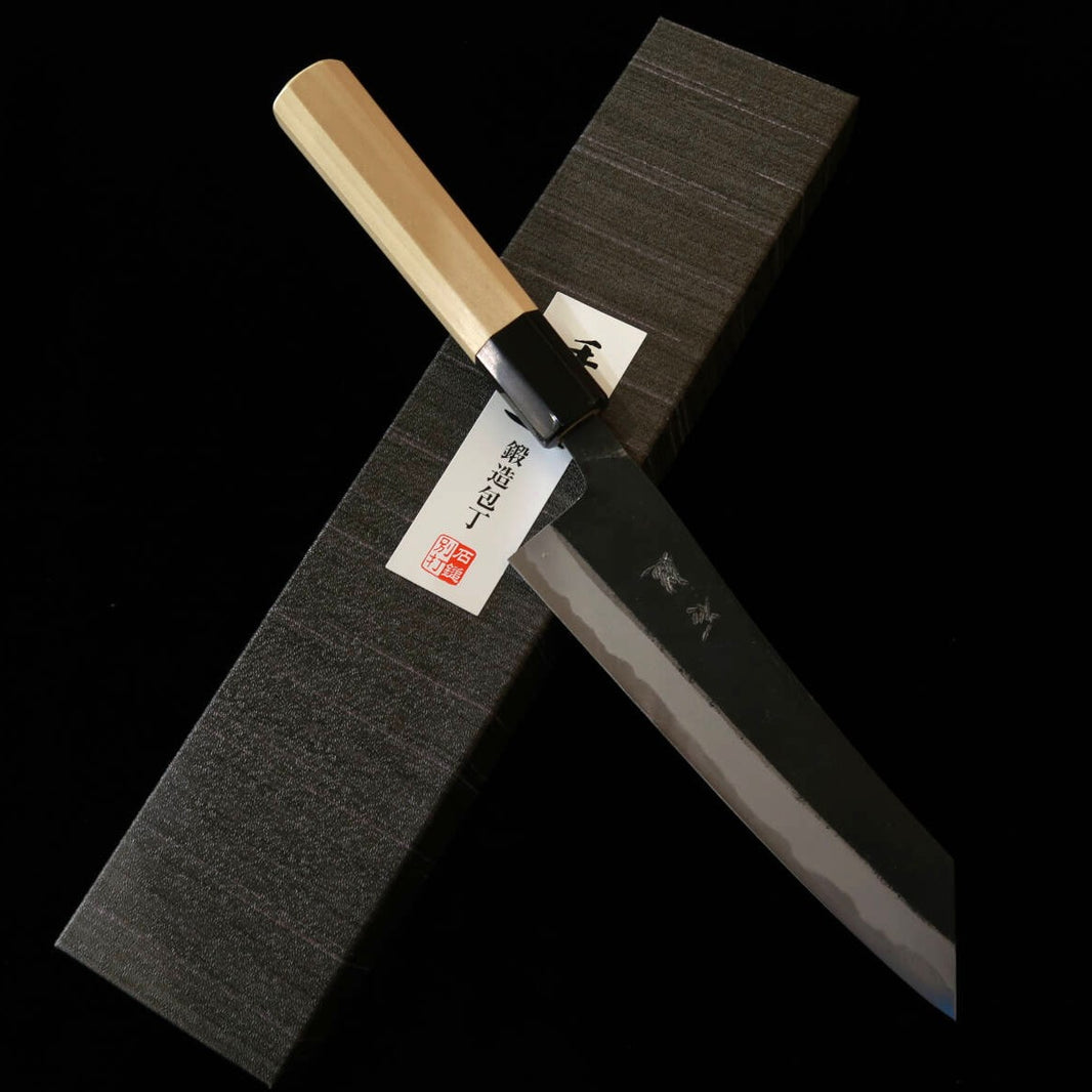 Ishiduchi ISHIDUCHI Bunka aço azul, preto forjado, cabo octogonal de magnólia (180 mm)