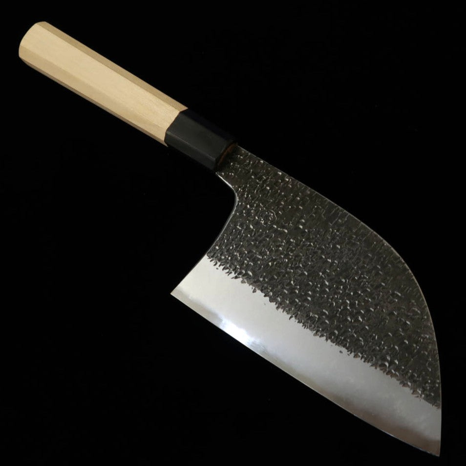 Miyazaki Kajiya MIYAZAKI KAJIYA Aço Azul Super Núcleo de aço macio forjado Tsuchime Bunka larga Cabo octogonal de magnólia (150 mm)