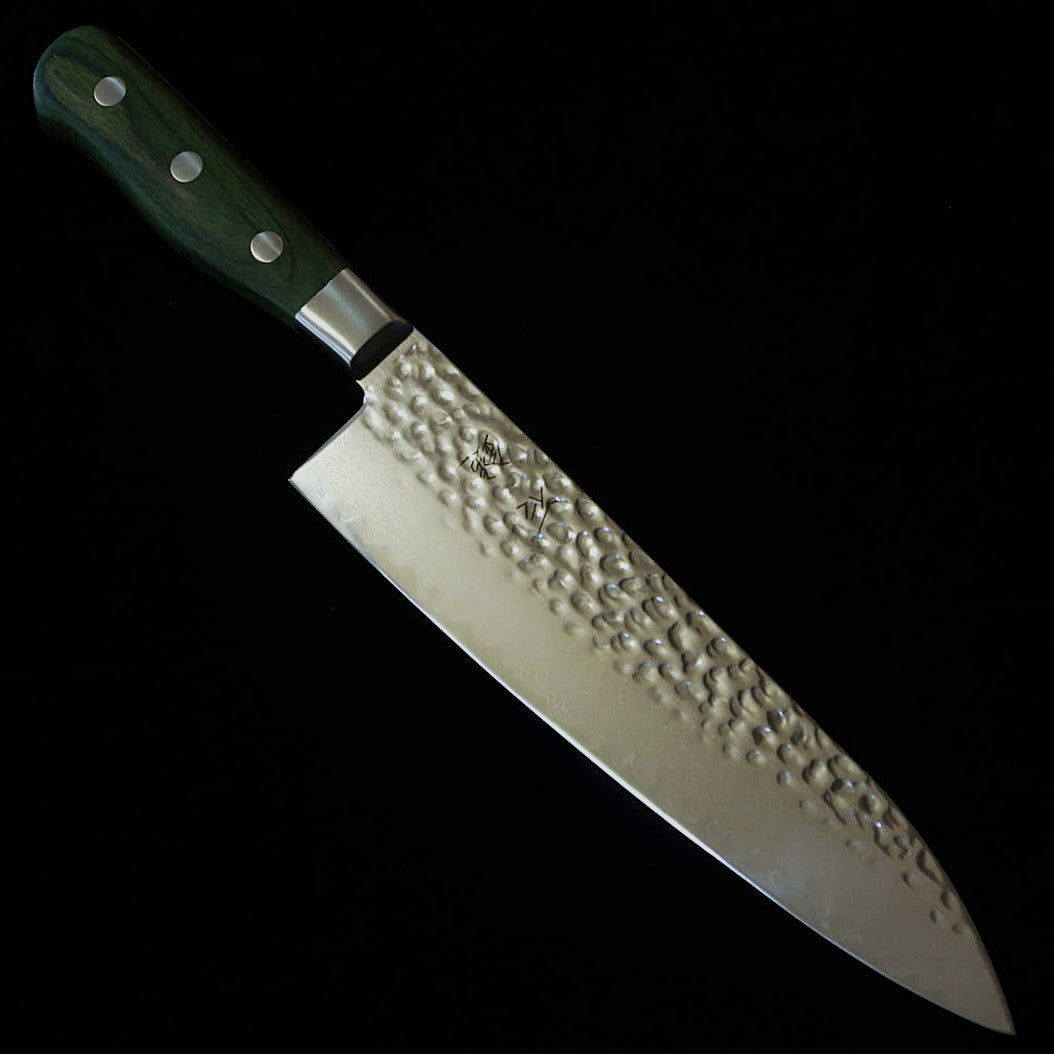 ISHIDUCHI Ishiduchi Gyuto VG10 martelada Damasco 67 camadas cabo verde (210 mm)