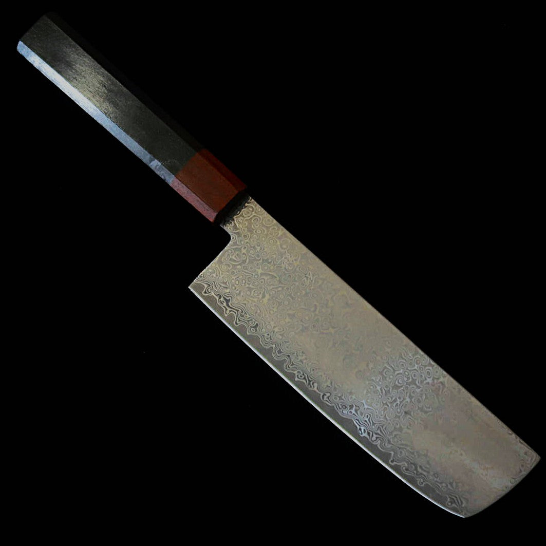 石鎚ISHIDUCHI　菜切　VG10　67層ダマスカス　黒檀八角紫檀口　（165ｍｍ）