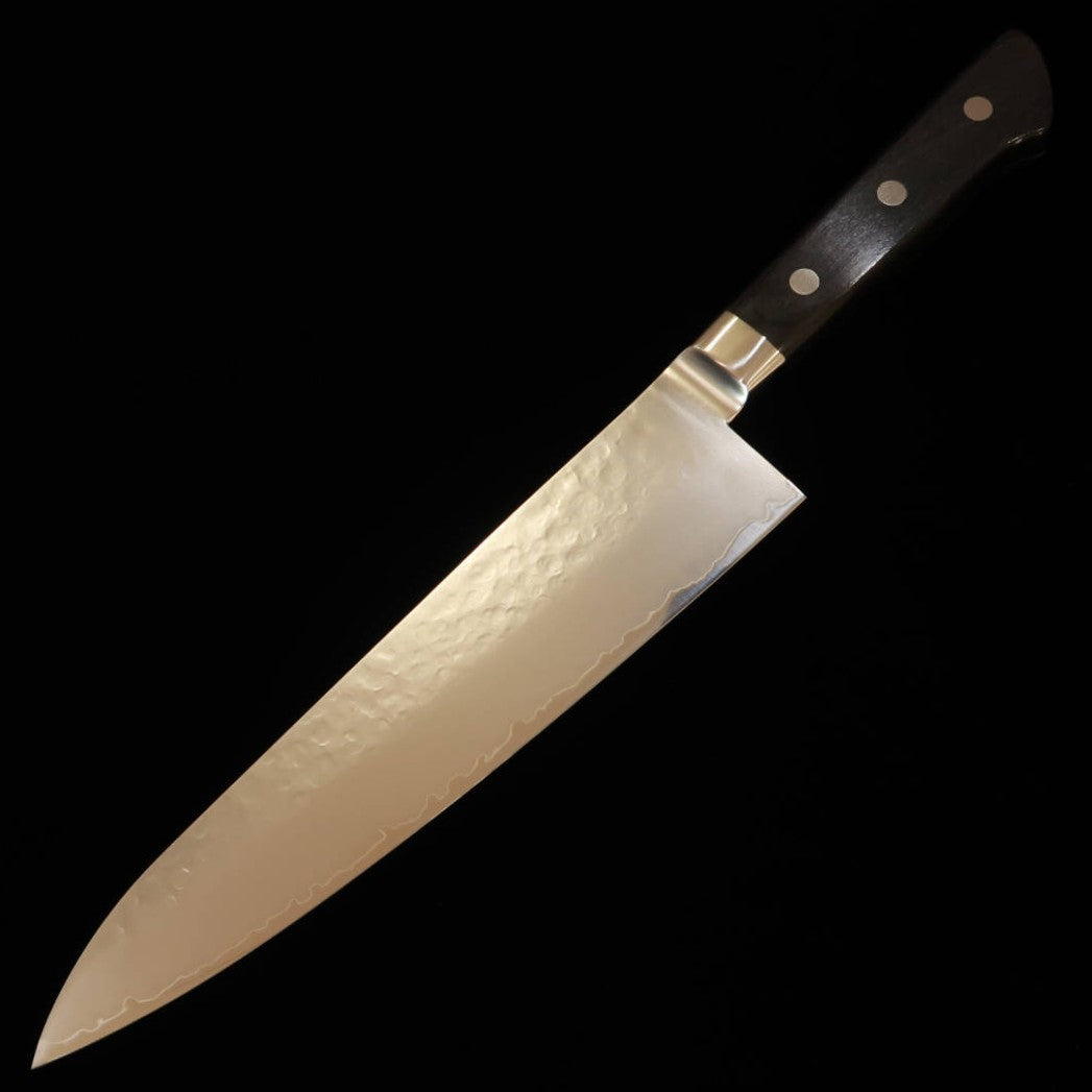 MIURA Gyuto, VG10 Gold, Hammered with Black Plywood Handle (210mm)