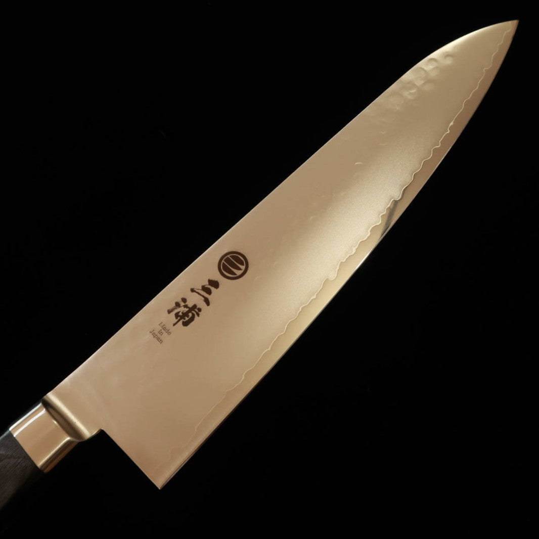MIURA Gyuto, VG10 Gold, Hammered with Black Plywood Handle (210mm)