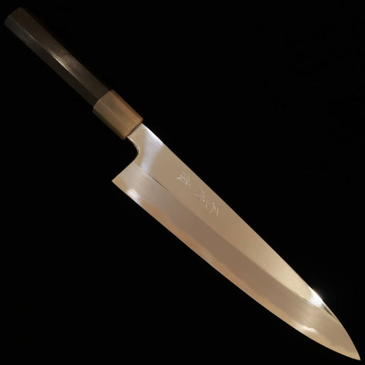 Gyuto Miura Itadaki Single-Edged, Shirogami No. 2, Mirror Finish, Ebony Octagonal Handle (210/240mm)