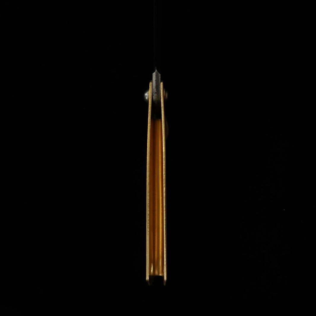 Nagao Kanekoma Seisakusho HIGONOKAMI [Tamanho de bolso] Figo no Kami Marrom - Núcleo em aço azul laminado Cabo em latão (50 mm)