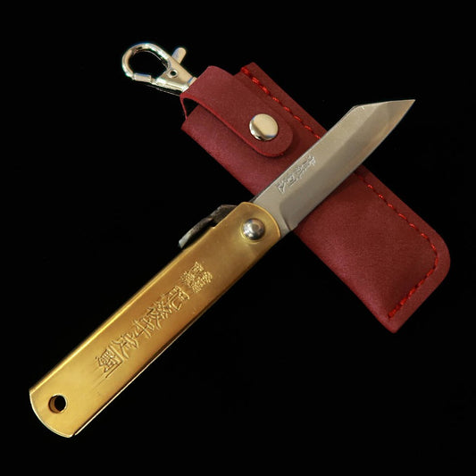 Japanese Folding knife HIGONOKAMI Blue Steel Pocket Higonokami Red (50mm)