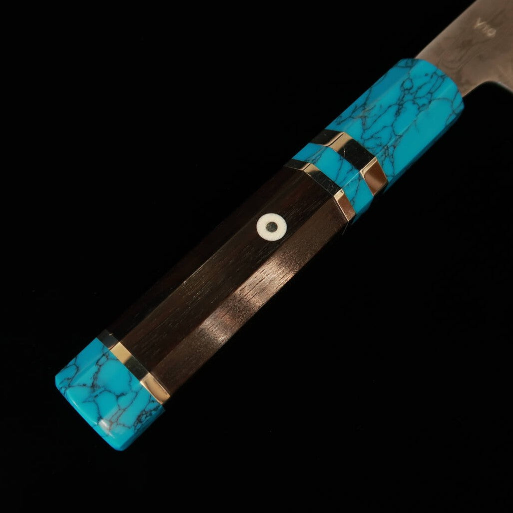 Gyuto MIURA OBIDAMA Nakagawa Satoshi, VG10 damasco, mango personalizado (210 mm)