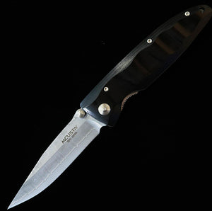MCUSTA Classic Wave Damascus Black Pakkawood Folding Knife MC-0017D (85mm)