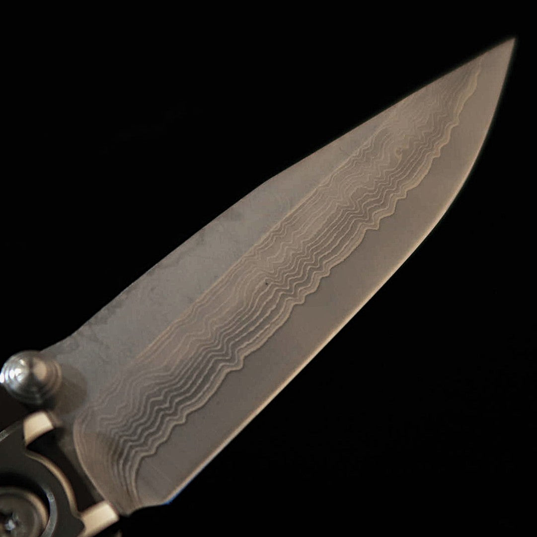 MCUSTA Classic Wave Damascus Black Pakkawood Folding Knife MC-0017D (85mm)