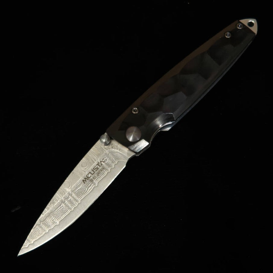 MCUSTA Shinra serie Emotion, martillado, damasco, mango de pakka negro, VG-10 MC-0079DP (71 mm)
