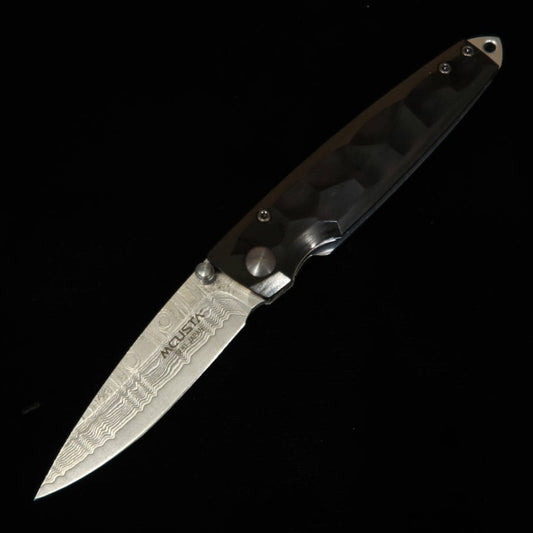 MCUSTA Shinra serie Emotion, martillado, damasco, mango de pakka negro, VG-10 MC-0079DP (71 mm)