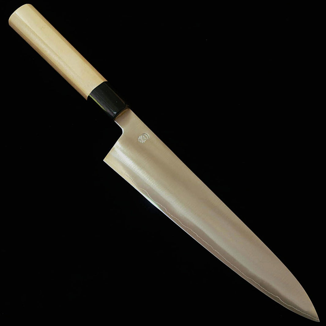 SAKAI KIKUMORI Kikuzuki Gin Gyuto, Ginsan, Polished Finish with Octagonal Magnolia Handle (240mm)