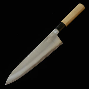 SAKAI KIKUMORI Kikuzuki Gin Gyuto, Ginsan, Polished Finish with Octagonal Magnolia Handle (240mm)