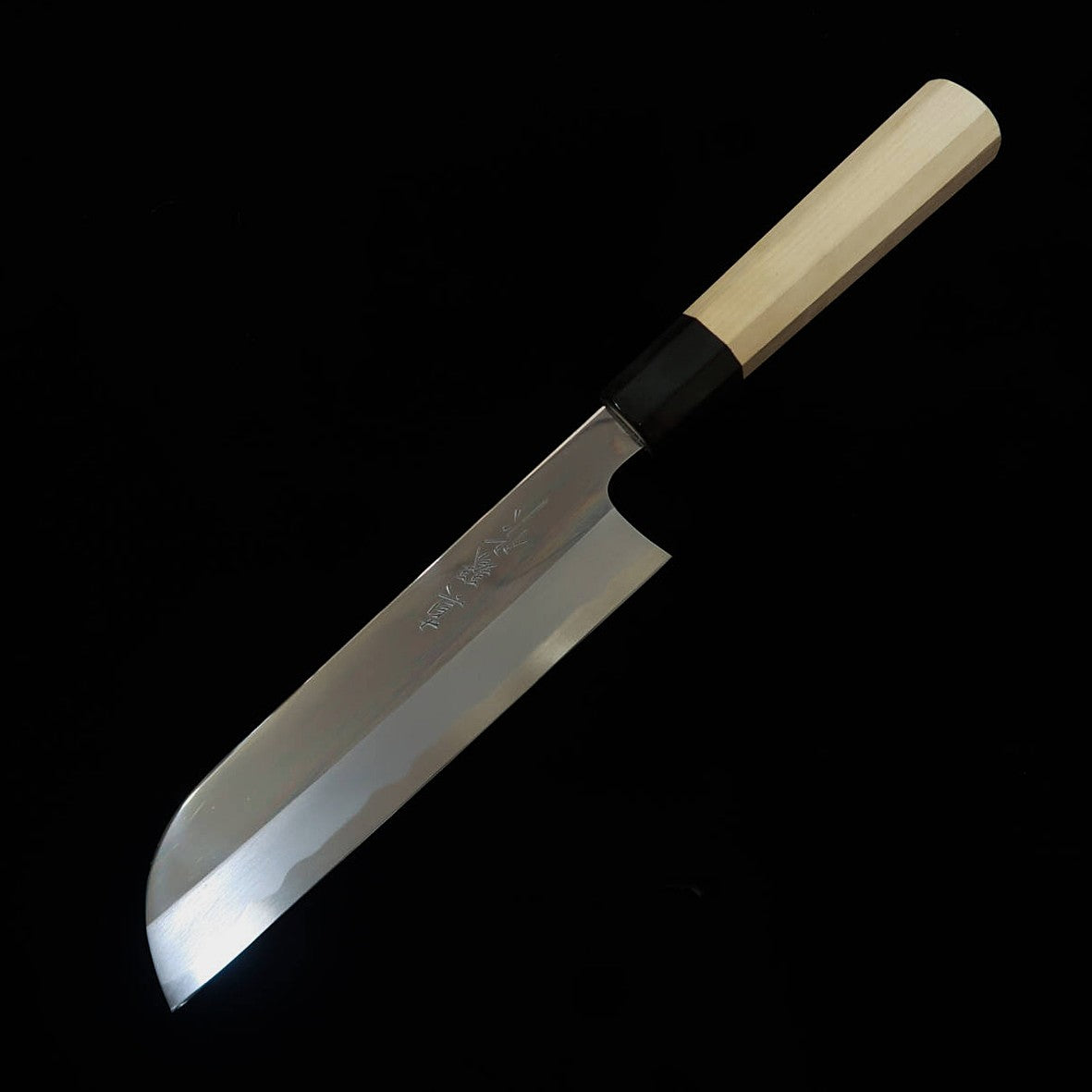 TADOKORO HAMONO Makoto Saku Miroir, acier Shirogami n°2, pour gaucher, Kama-usuba, manche octogonal en magnolia (195mm)
