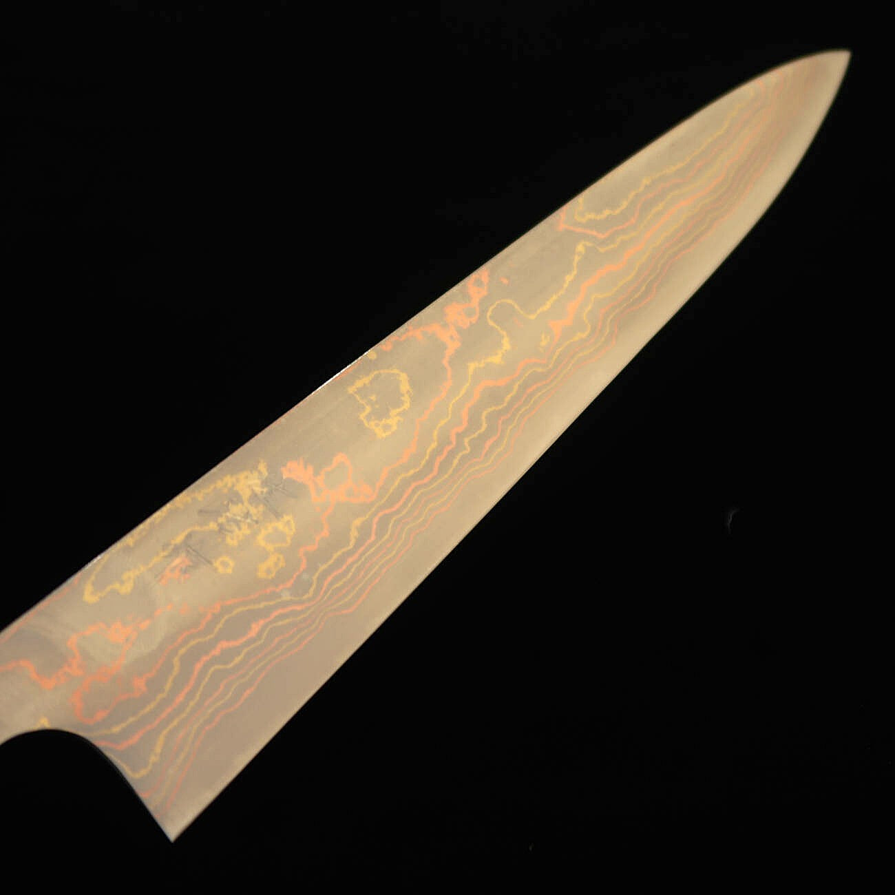 Takeshi Saji, Blue Steel No. 2, Colored Damascus Petty with Rosewood Octagonal Handle (240/270mm)