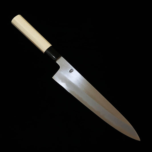 Sakai Kikumori – Kikuzuki Kasumi Gyuto Shirogami n°2 – Manche Octogonal en Magnolia (240 mm)