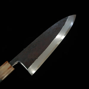 Miura Itadaki Deba, Shirogami No. 2, Kurouchi, Ebony and Silver Handle (165mm)