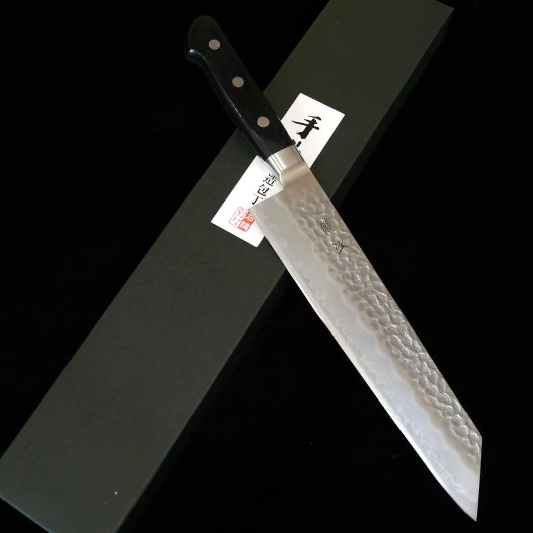Ishizuchi ISHIDUCHI Kiritsuke Gyuto Aogami Super Tsuchime Cabo de Laminado Preto (210 mm)